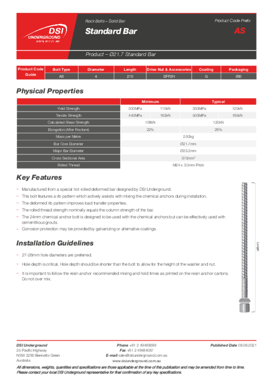 AS Standard Strength Rock Bolt