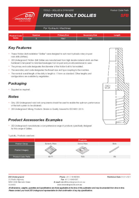 Friction Bolt Dollies For Hydraulic Mashines