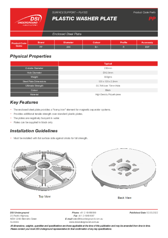 Plastic Washer Plate with Enclosed Steel Plate